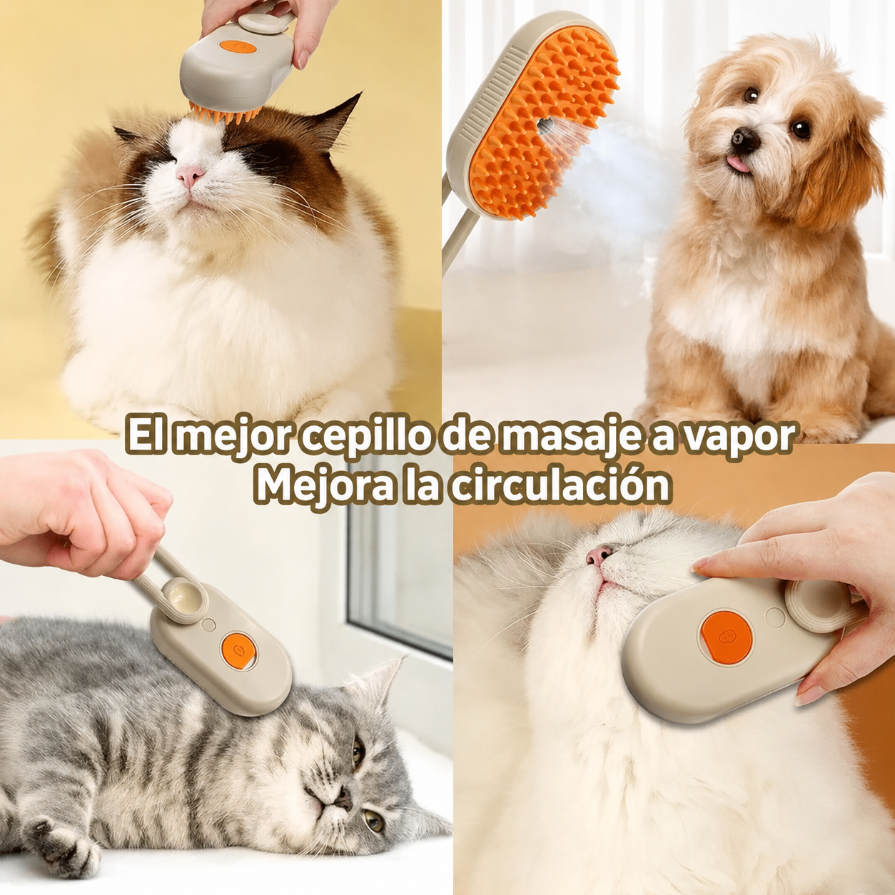 Cepillo Para Mascotas A Vapor Con Manija